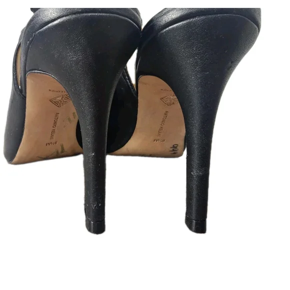 Antonio MELANIE BLACK Leather Strappy Heels, 8.5 M. Slingback Closure, Opentoe - Picture 7 of 7